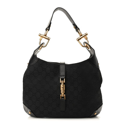 Gucci Monogram Piston Lock Jackie O Hobo Black 1 of 9