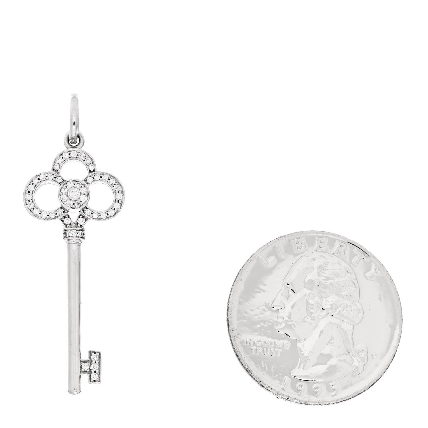 18K White Gold Diamond Mini Crown Key Pendant