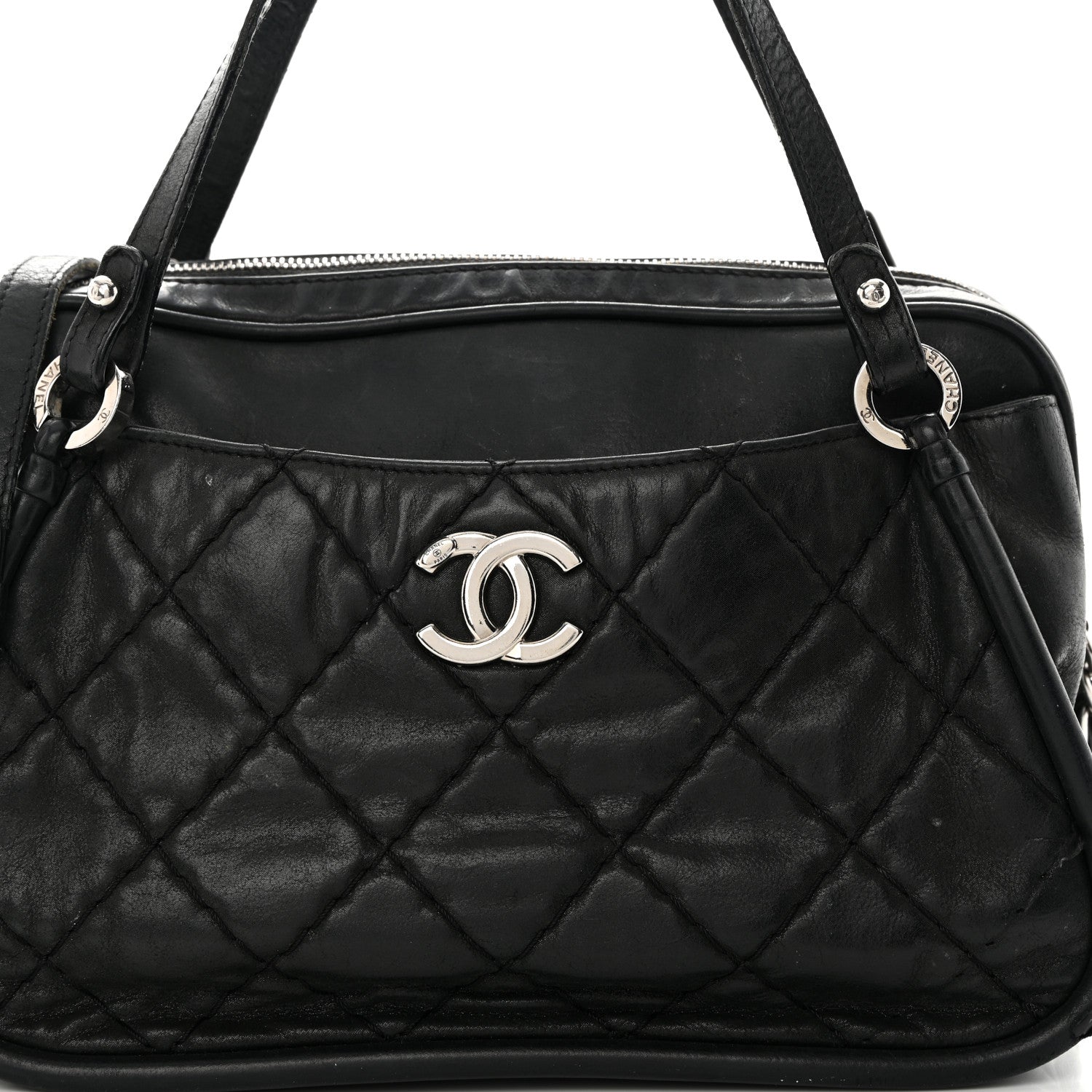 Chanel Iridescent Calfskin Quilted Relax CC Camera Case Black 8 of 18