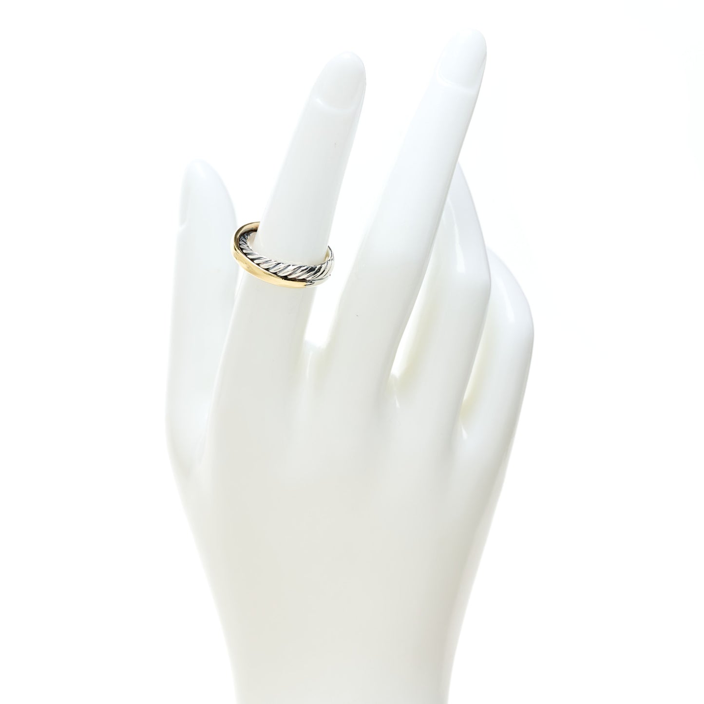 Sterling Silver 18K Yellow Gold Crossover Ring 52 6