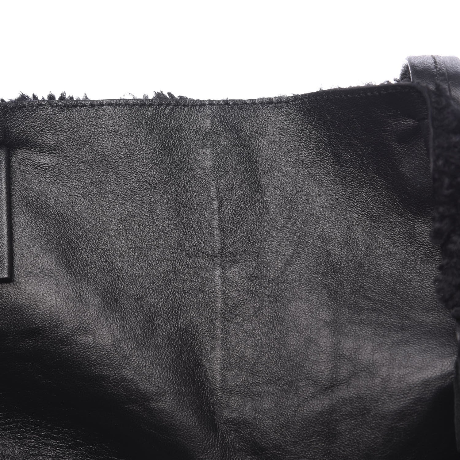 Celine Shiny Smooth Calfskin Shearling Horizontal Cabas Zipper Tote Black 15 of 17