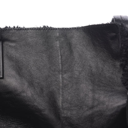 Celine Shiny Smooth Calfskin Shearling Horizontal Cabas Zipper Tote Black 15 of 17