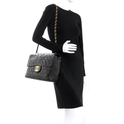 Chanel Lambskin Quilted XL Jumbo Single Flap Black 2 of 8