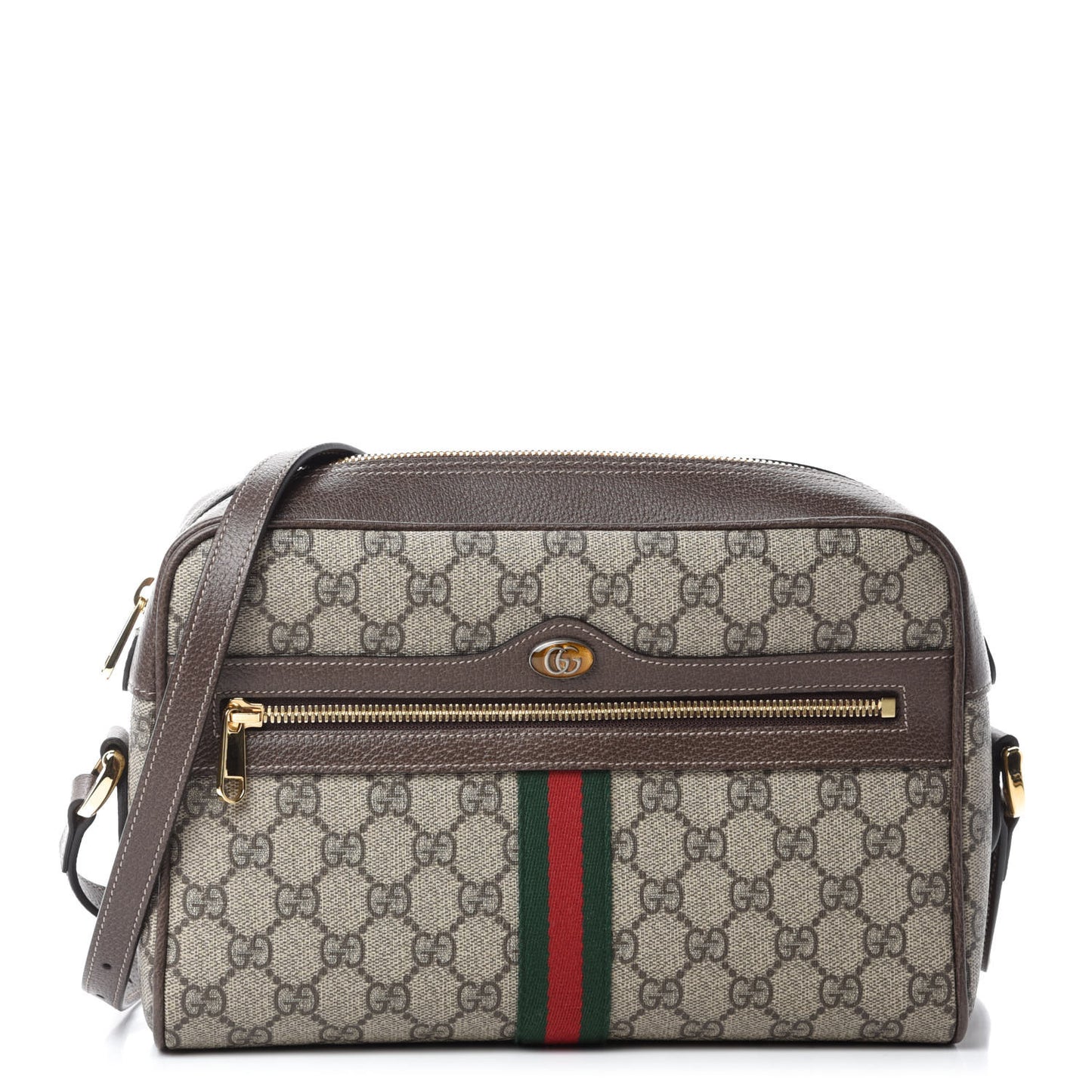 GG Supreme Monogram Web Small Ophidia Shoulder Bag Brown