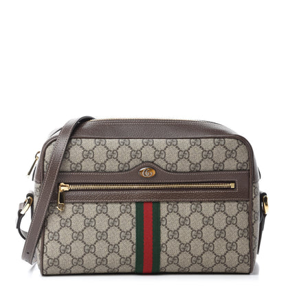 Gucci GG Supreme Monogram Web Small Ophidia Shoulder Bag Brown 1 of 10