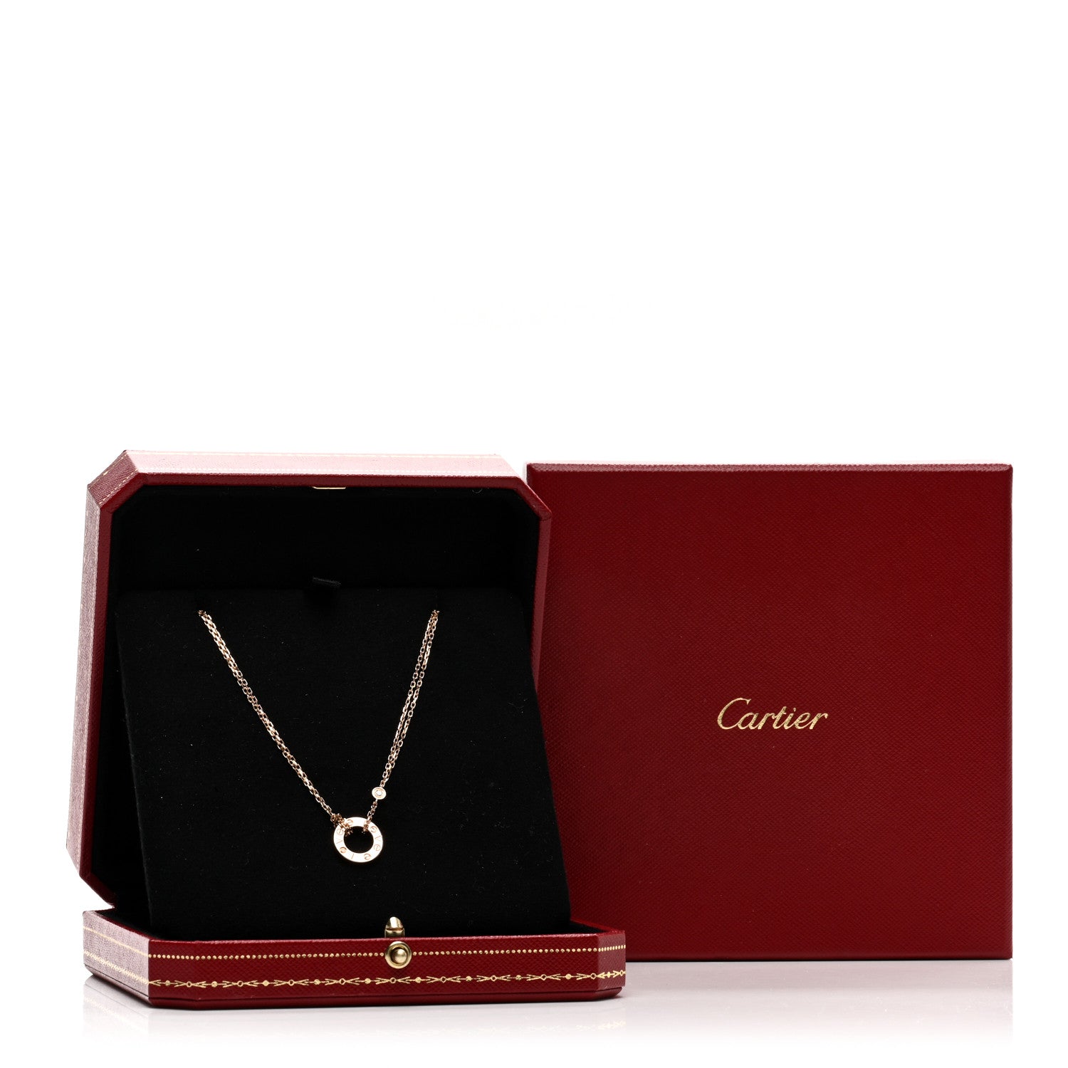 Cartier 18K Pink Gold 2 Diamond LOVE Necklace 5 of 5