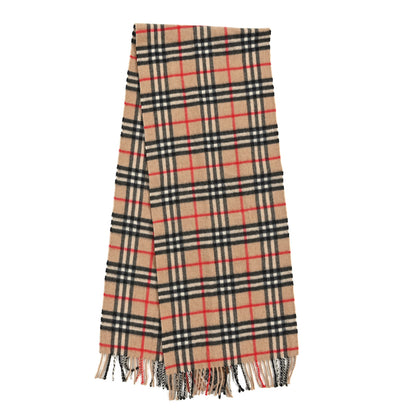 Burberry Wool Cashmere House Check Fringe Scarf Camel 2 of 3