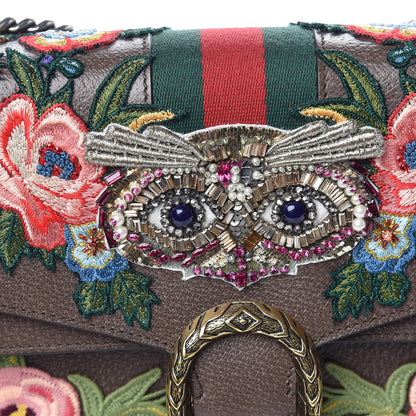 Gucci Calfskin Web Owl Embroidered Medium Dionysus Shoulder Bag New Acero Multicolor 9 of 12