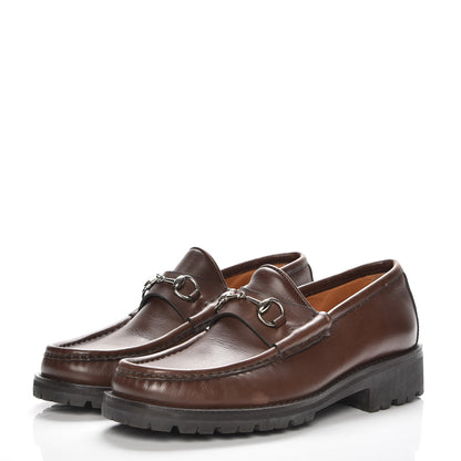 Gucci Laredo Calfskin Womens Horsebit Lug Sole Loafers 37.5 Brown 3 of 8