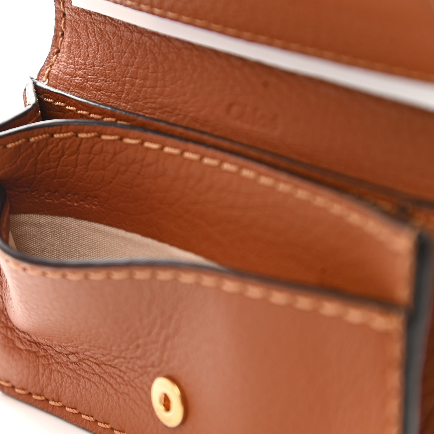 Grained Calfskin Marcie Compact Wallet Tan