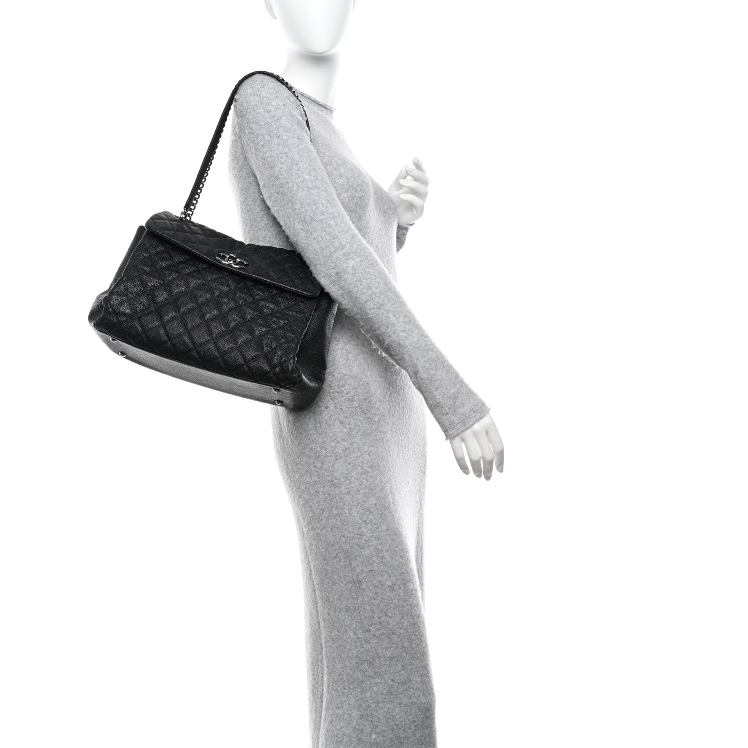 Chanel Iridescent Caviar Medium Lady Pearly Flap Black 2 of 14