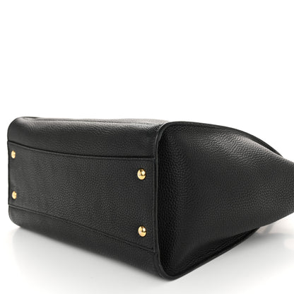 Salvatore Ferragamo Hammered Calfskin Double Handle Large Amy Tote Black 10 of 11