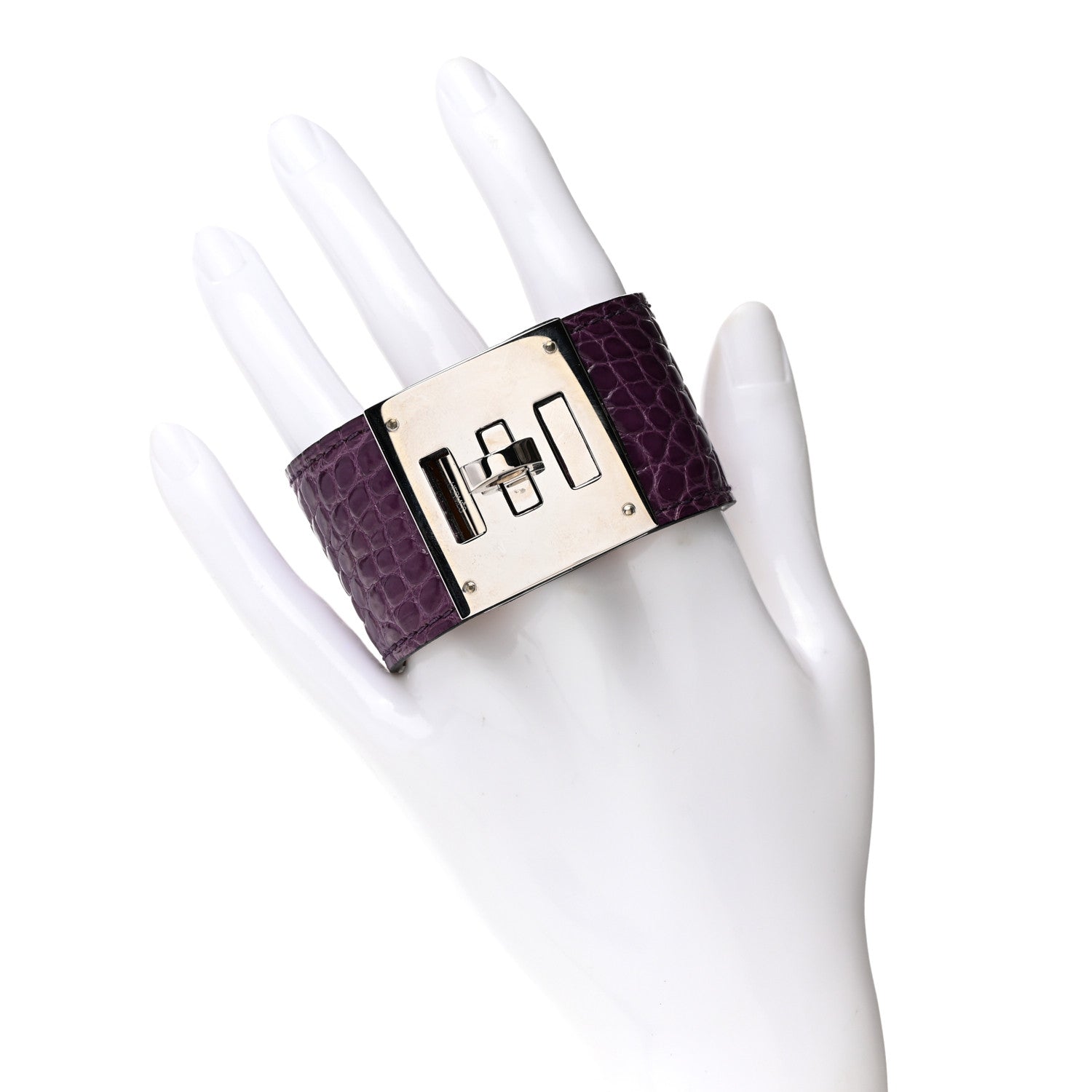 Hermes Shiny Alligator Kelly Dog Cuff Amethyst 2 of 4