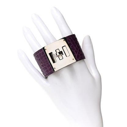 Hermes Shiny Alligator Kelly Dog Cuff Amethyst 2 of 4