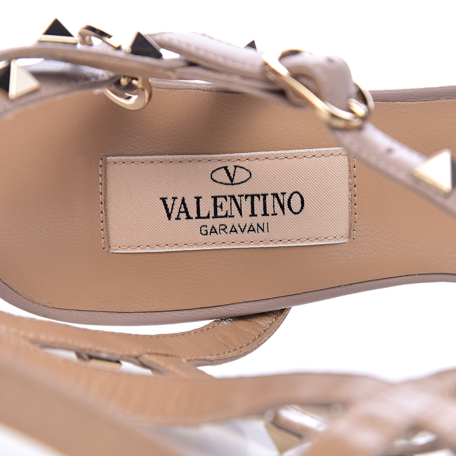 Valentino Garavani Nappa Rockstud Ankle Strap Low Heel Pumps 35.5 Poudre 6 of 11