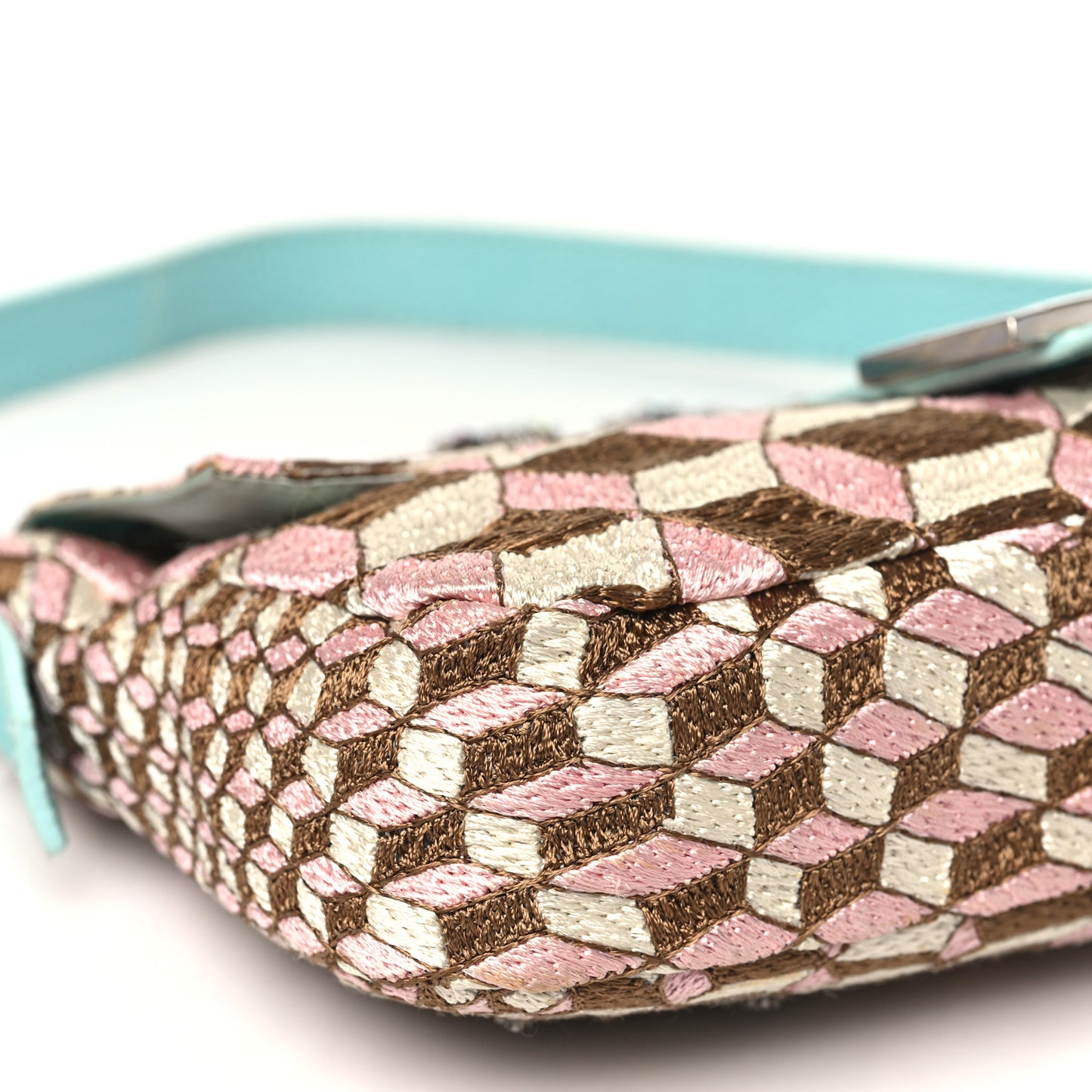 Fabric Lizard Crystal Embroidered Baguette Celeste