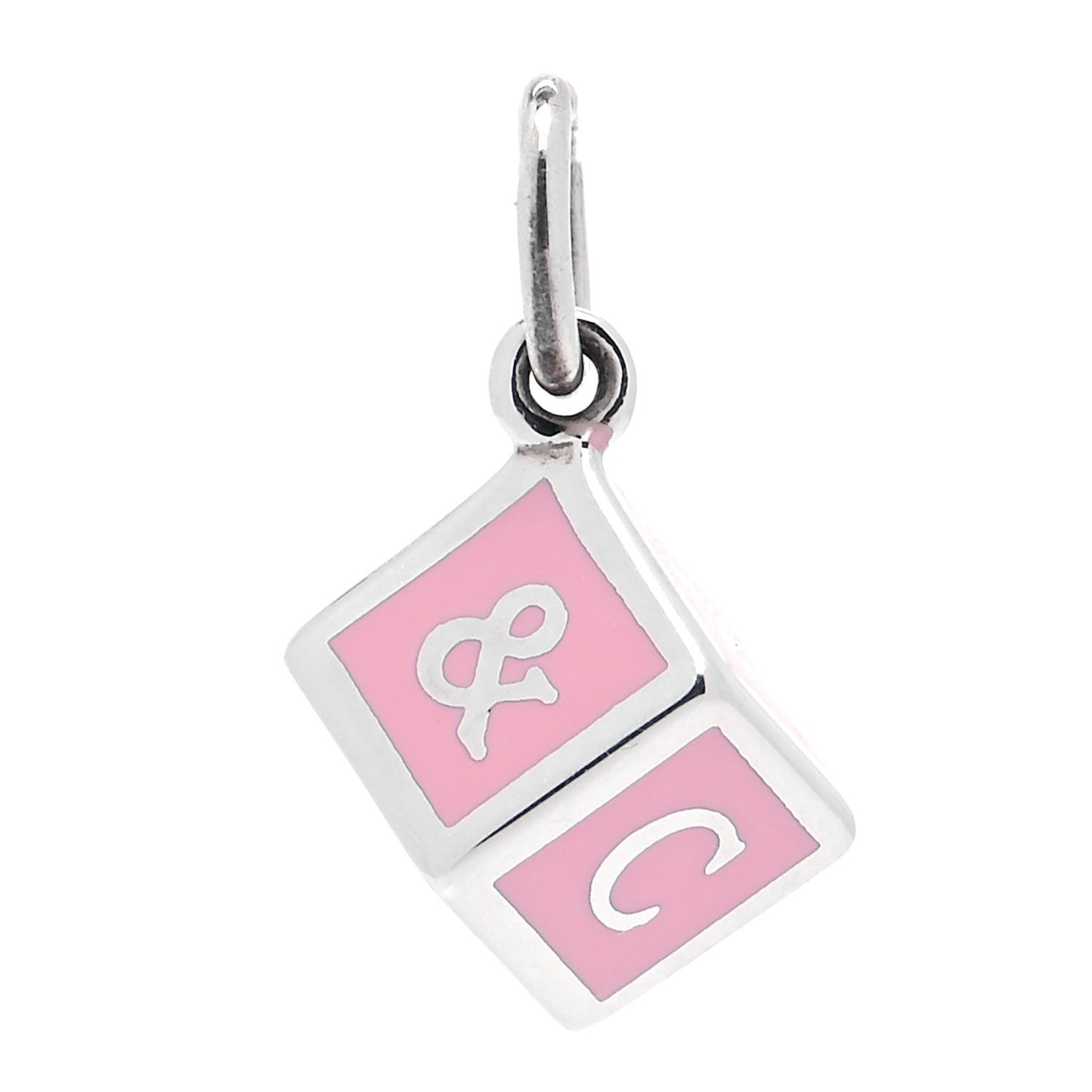 Sterling Silver Enamel Block Charm Pink
