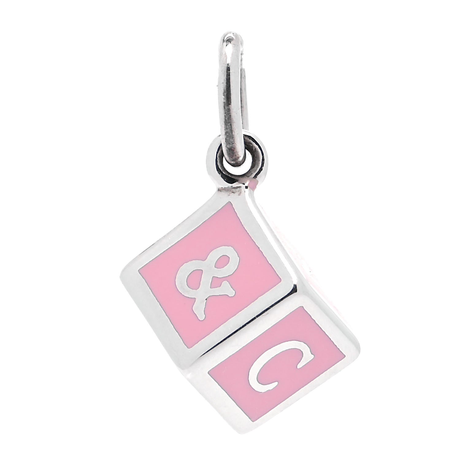 Tiffany Sterling Silver Enamel Block Charm Pink 1 of 4