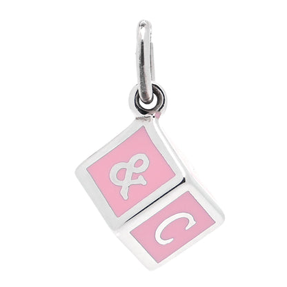 Tiffany Sterling Silver Enamel Block Charm Pink 1 of 4