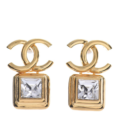 Chanel Large Crystal CC Drop Earrings Gold 1 of 4
