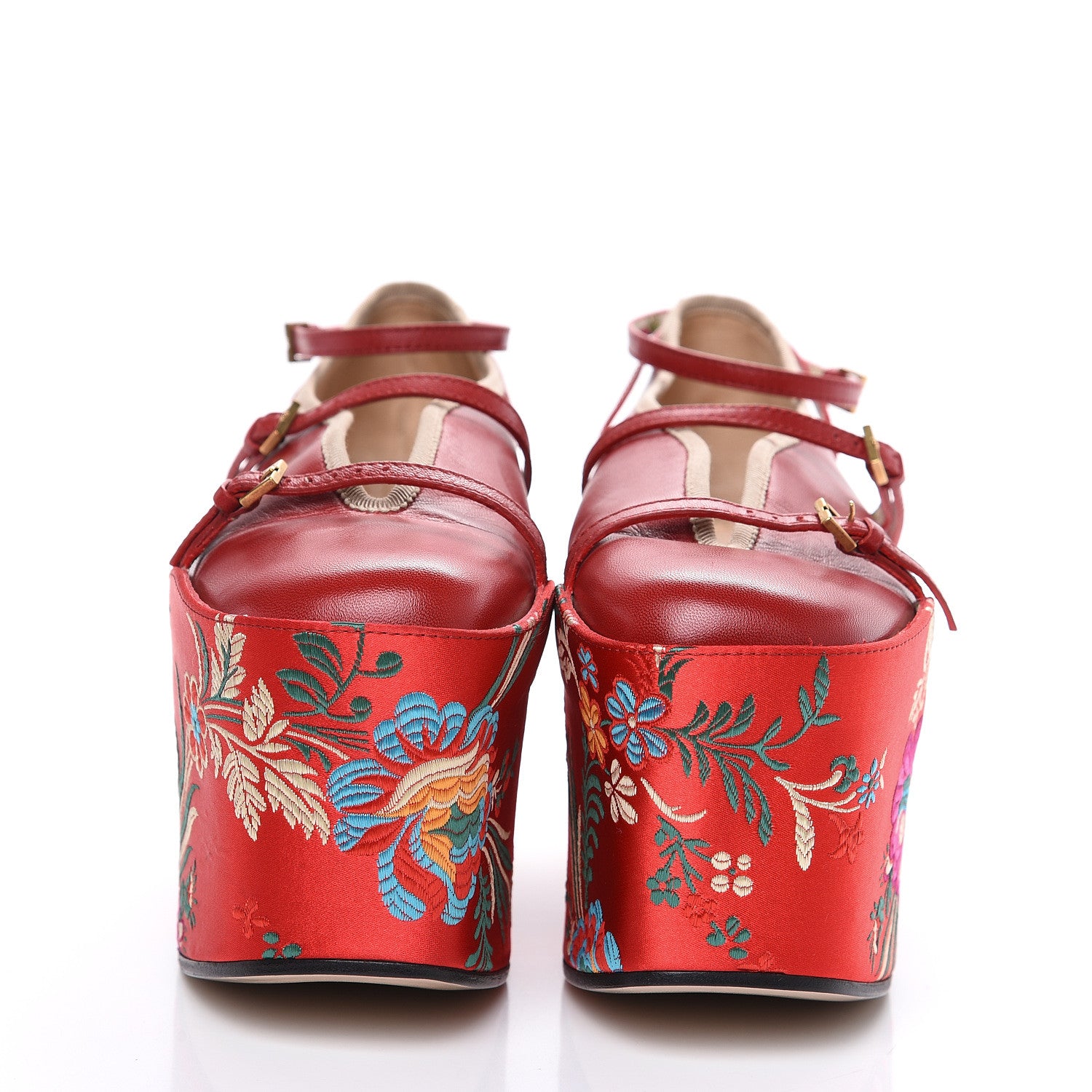 Gucci Malaga Kid Silk Hannelore Detachable Platform Slide 36.5 Hibiscus Red 2 of 10