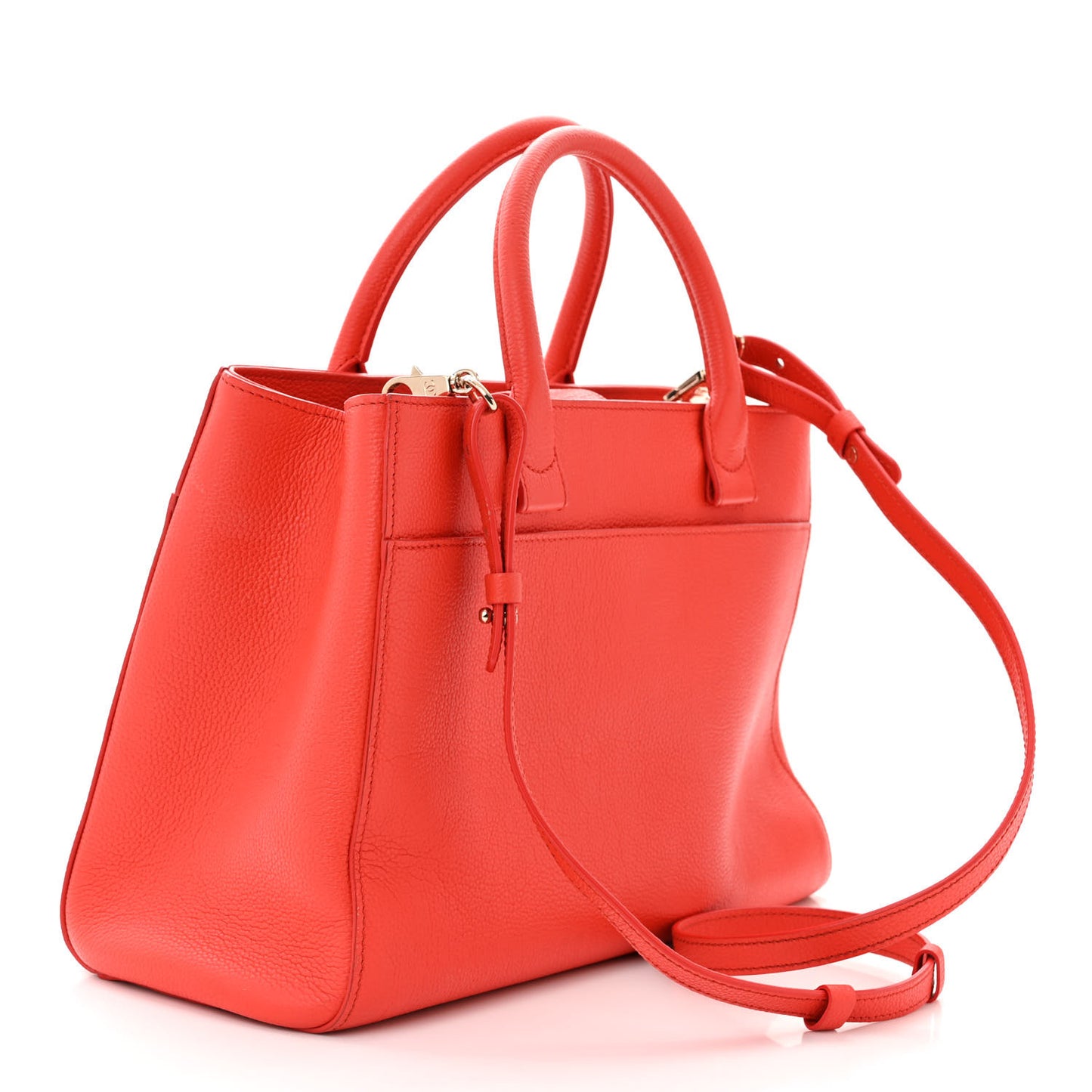 Grained Calfskin Small Neo Executive Shopper Tote Red