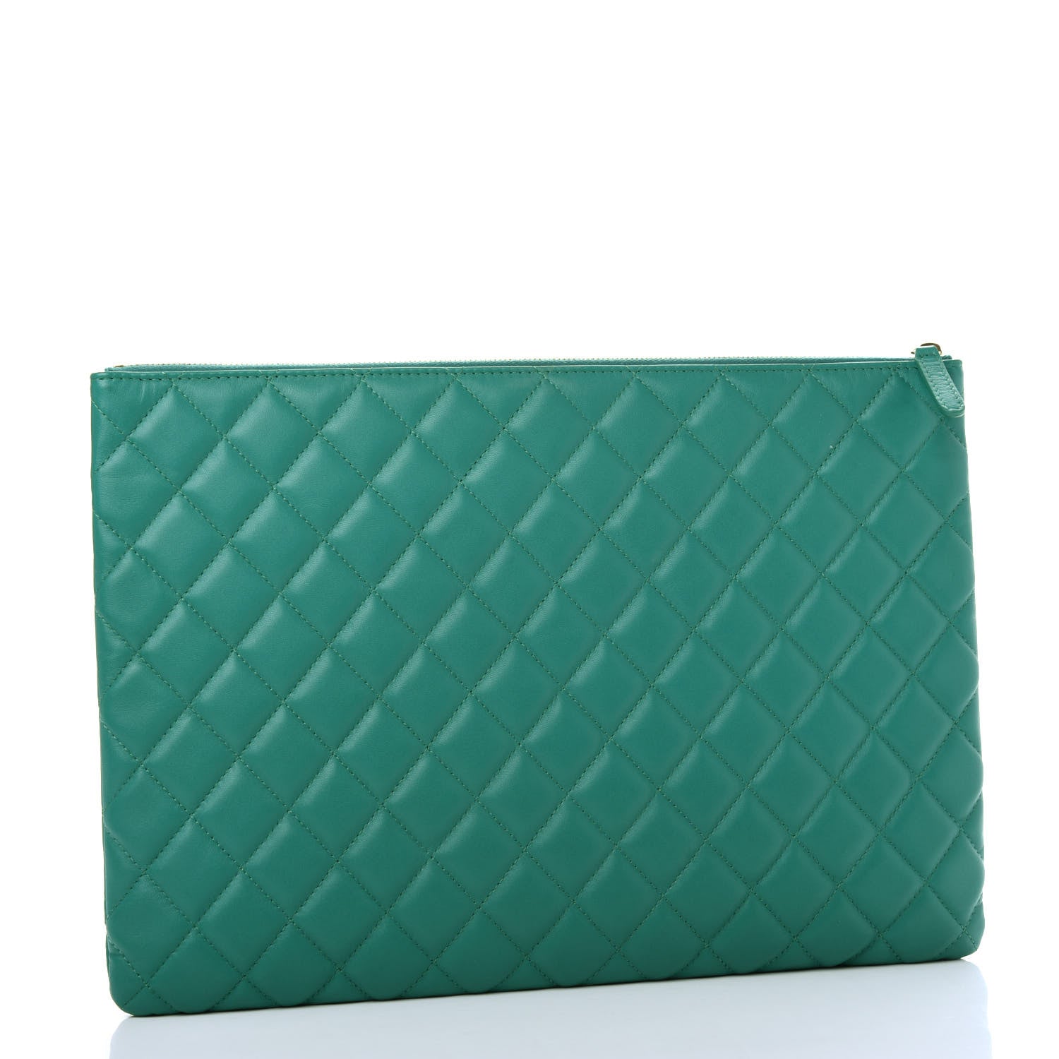 Chanel Lambskin Quilted Large Flap Cosmetic Case Turquoise 3 of 8