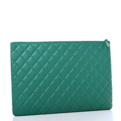 Chanel Lambskin Quilted Large Flap Cosmetic Case Turquoise 3 of 8