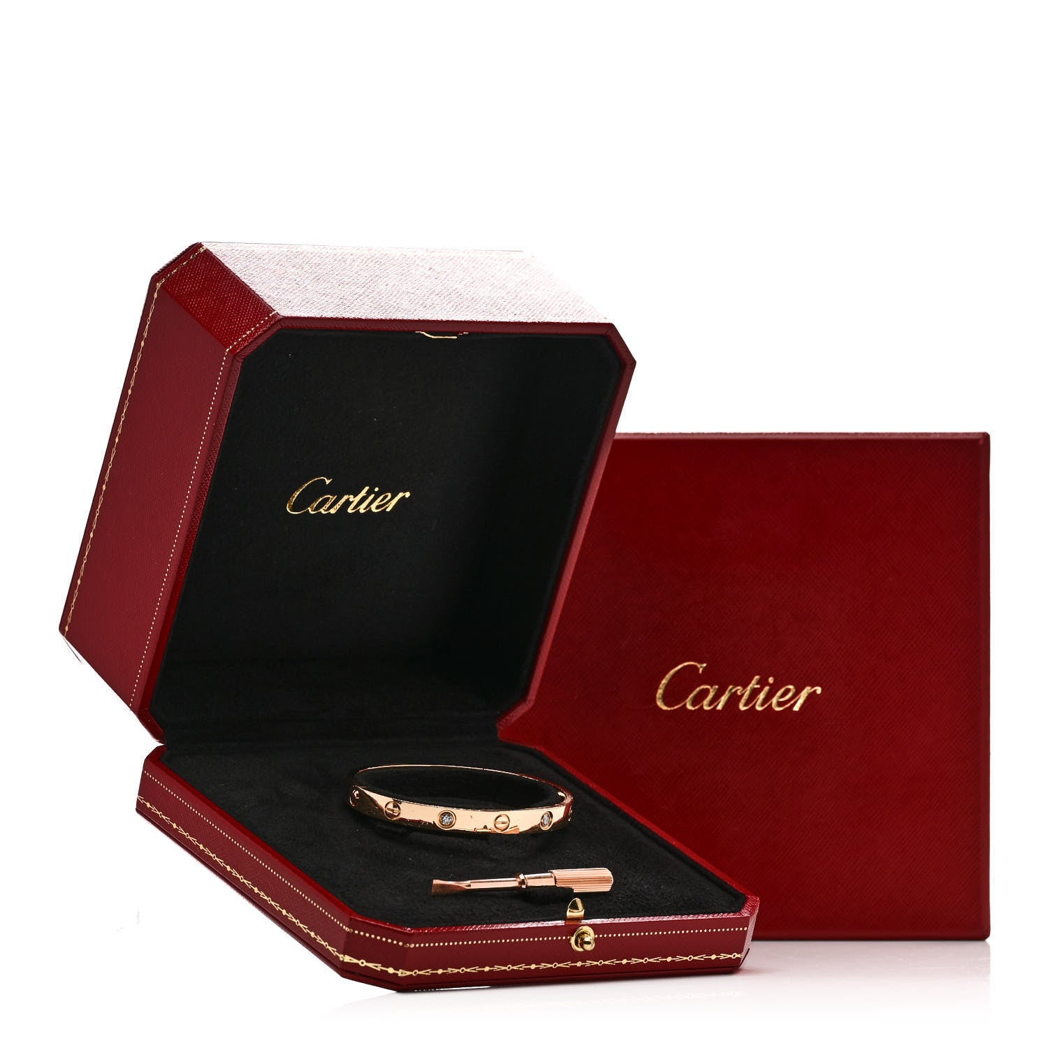 Cartier 18K Pink Gold 4 Diamond LOVE Bracelet 16 9 of 9