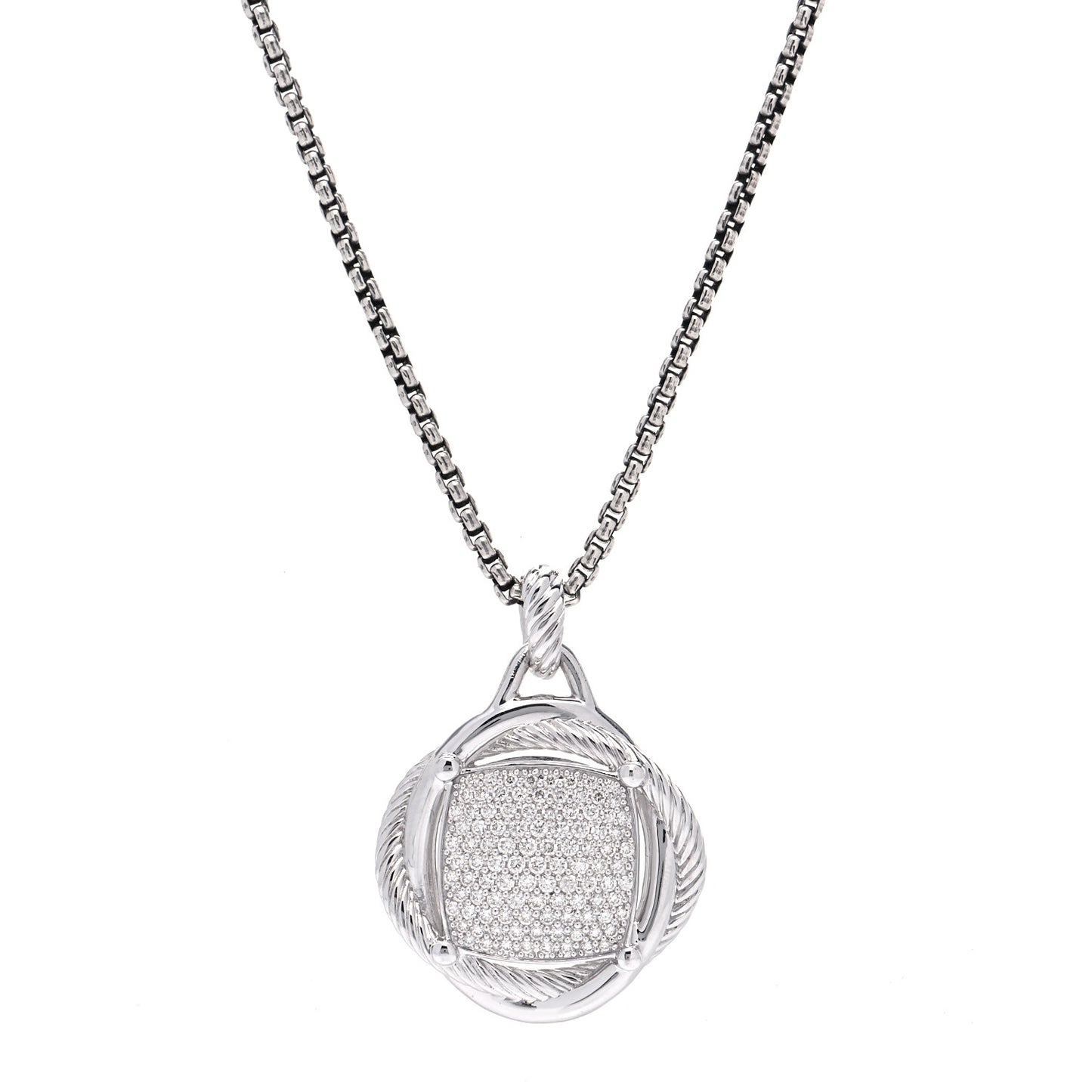 Sterling Silver Diamond 32mm Infinity Pendant Necklace
