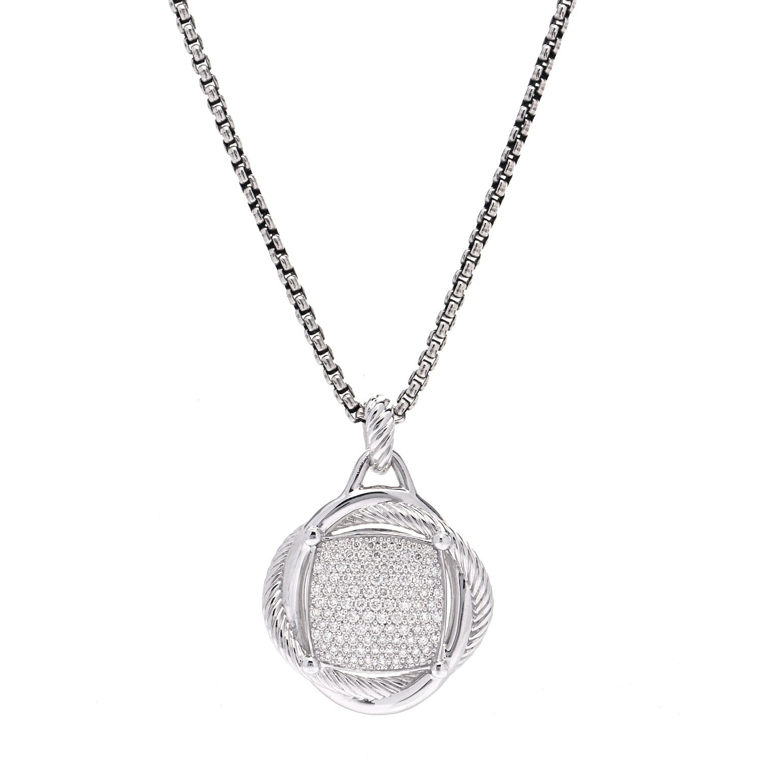 David Yurman Sterling Silver Diamond 32mm Infinity Pendant Necklace 1 of 5
