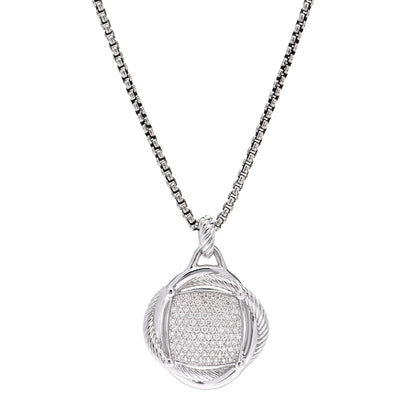 David Yurman Sterling Silver Diamond 32mm Infinity Pendant Necklace 1 of 5