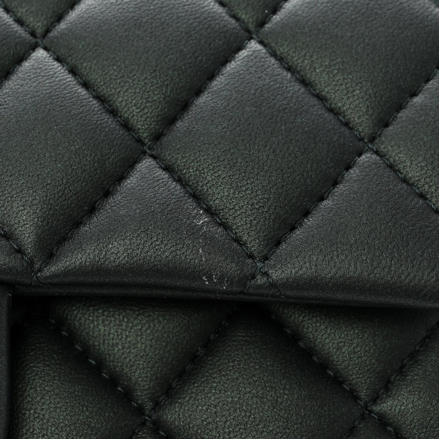 Chanel Iridescent Lambskin Quilted Mini Top Handle Rectangular Flap Dark Green 11 of 11