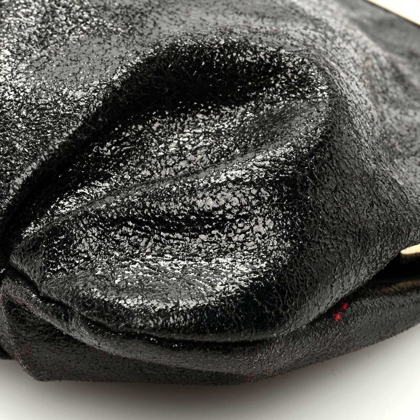 Crinkled Nappa Loubi Lula Mini Frame Clutch Black