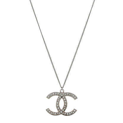 Chanel Crystal CC Pendant Necklace Silver 1 of 3