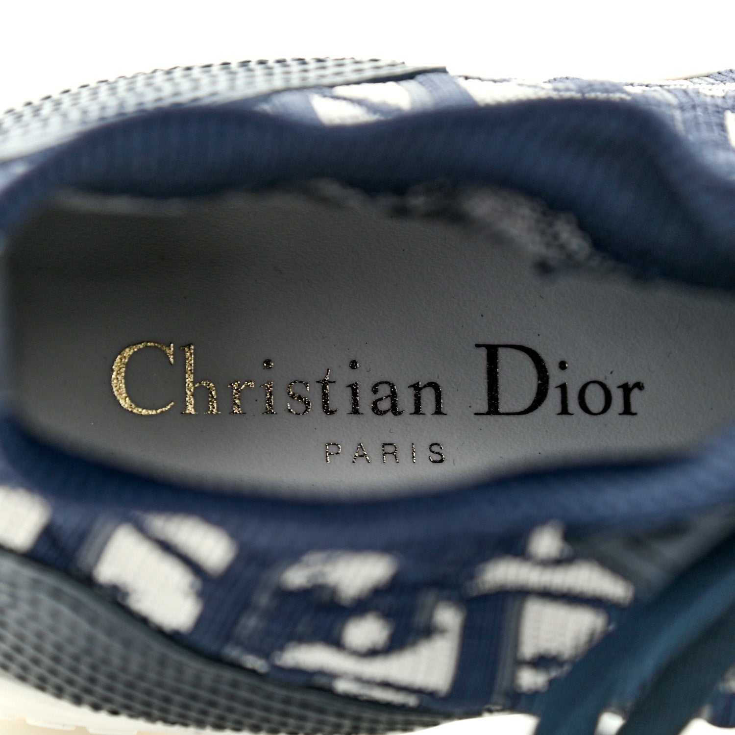 Christian Dior Technical Knit Calfskin Oblique Womens Walk'n Dior Mid Top Sneakers 38.5 Deep Blue 6 of 13