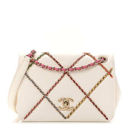 Chanel Lambskin Small Entwined Chain Flap White Multicolor 1 of 12