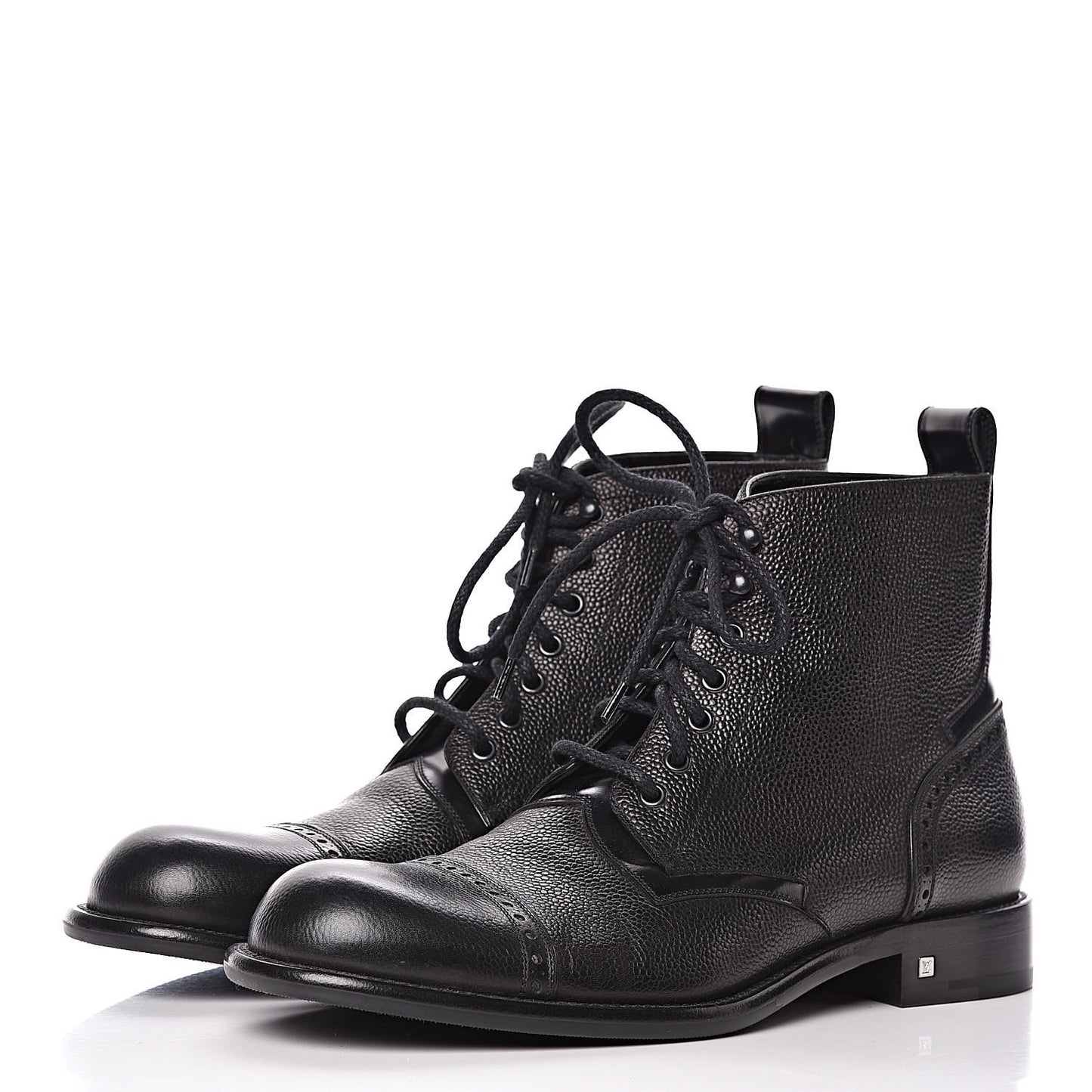 Calfskin Grained Winter Feel Ankle Boots 9 Black