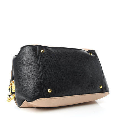 Miu Miu Goatskin Madras Bi-Color Bowling Bag Cipria Black 4 of 8