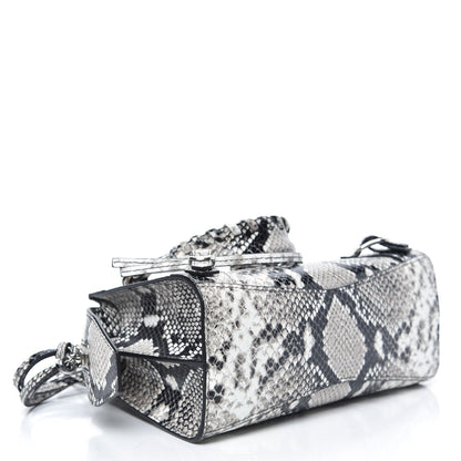Balenciaga Grained Calfskin Snake Effect Neo Classic Silver Hardware Mini City Black White 4 of 7