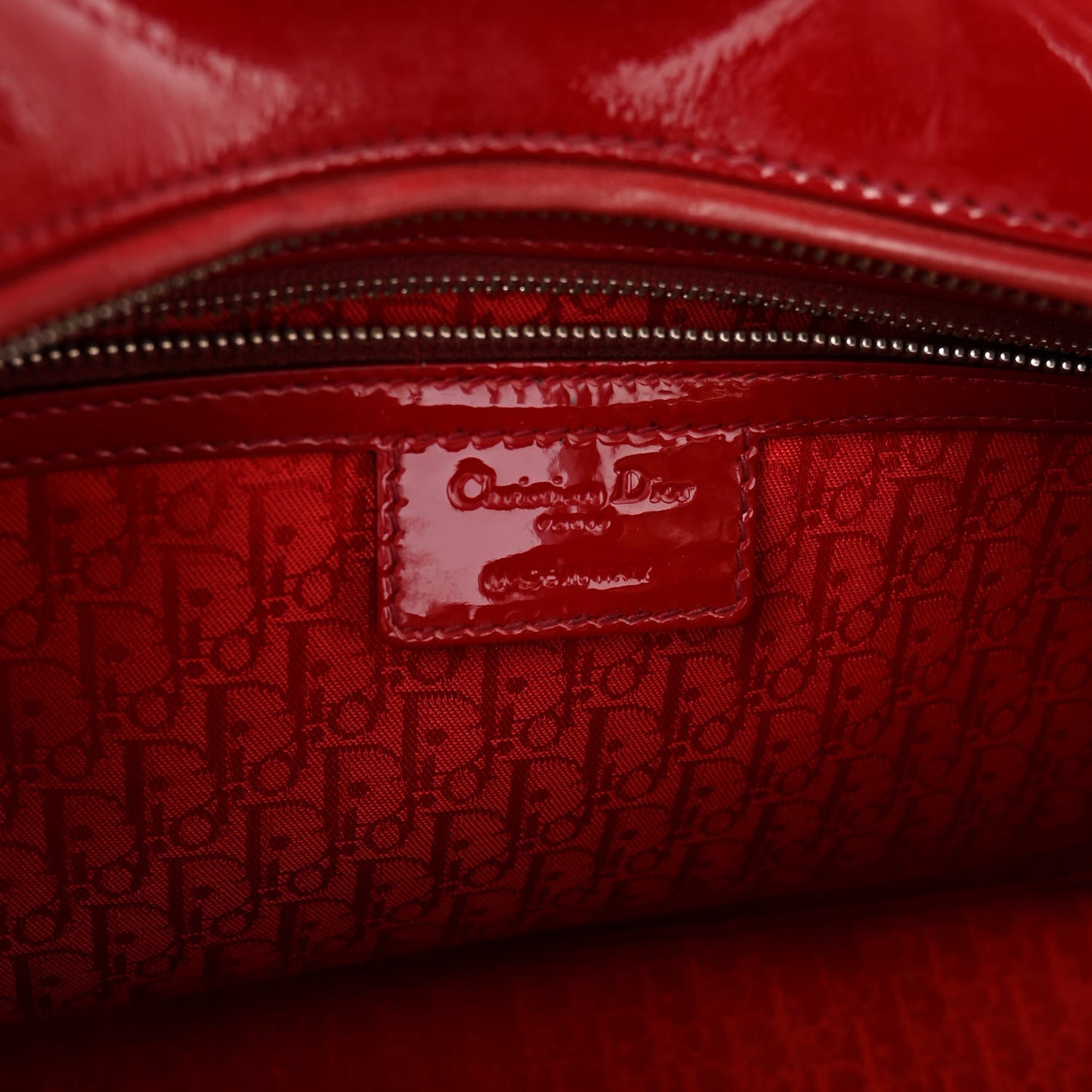 Patent Cannage Large Lady Dior Red
