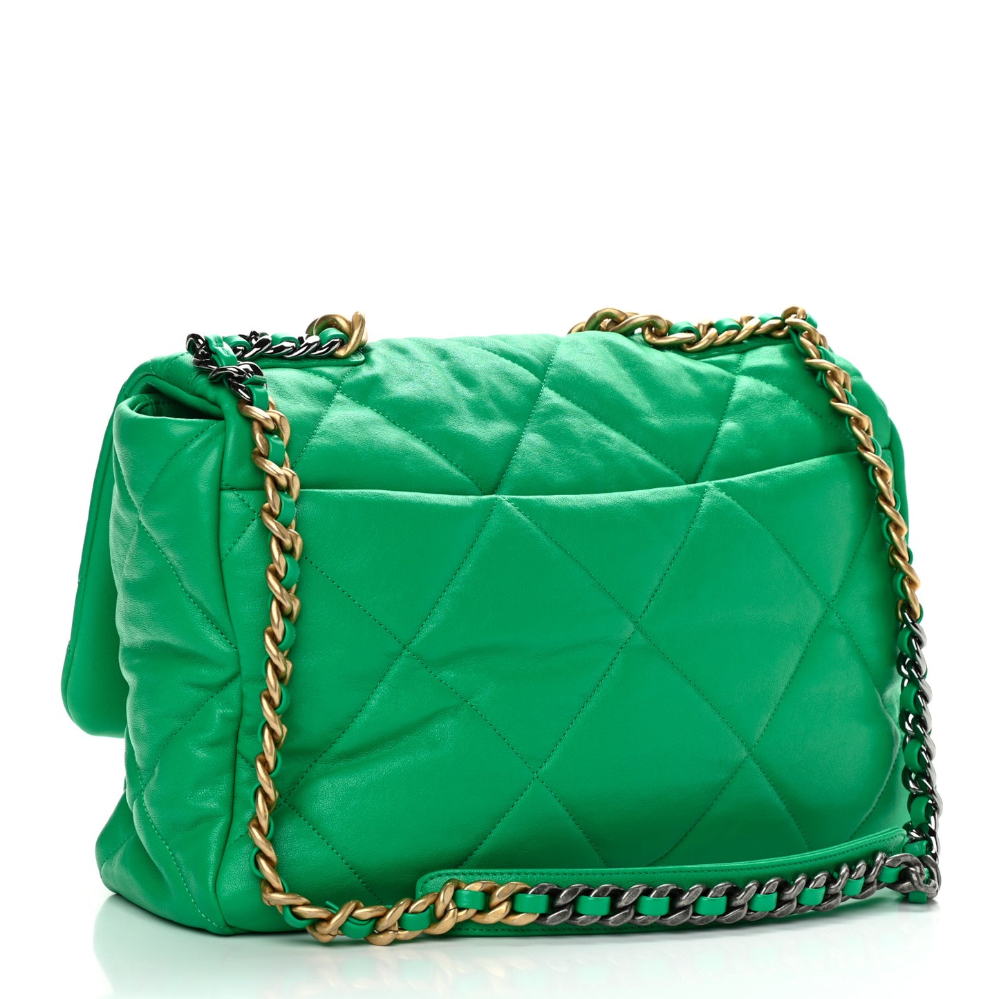 Lambskin Quilted Maxi Chanel 19 Flap Green