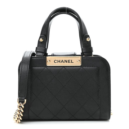 Chanel Grained Calfskin Stitched Mini Label Click Shopper Tote Black 1 of 13