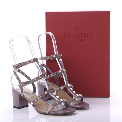 Valentino Garavani Patent Rockstud 60mm City Sandals 37.5 Dark Mauve 9 of 9