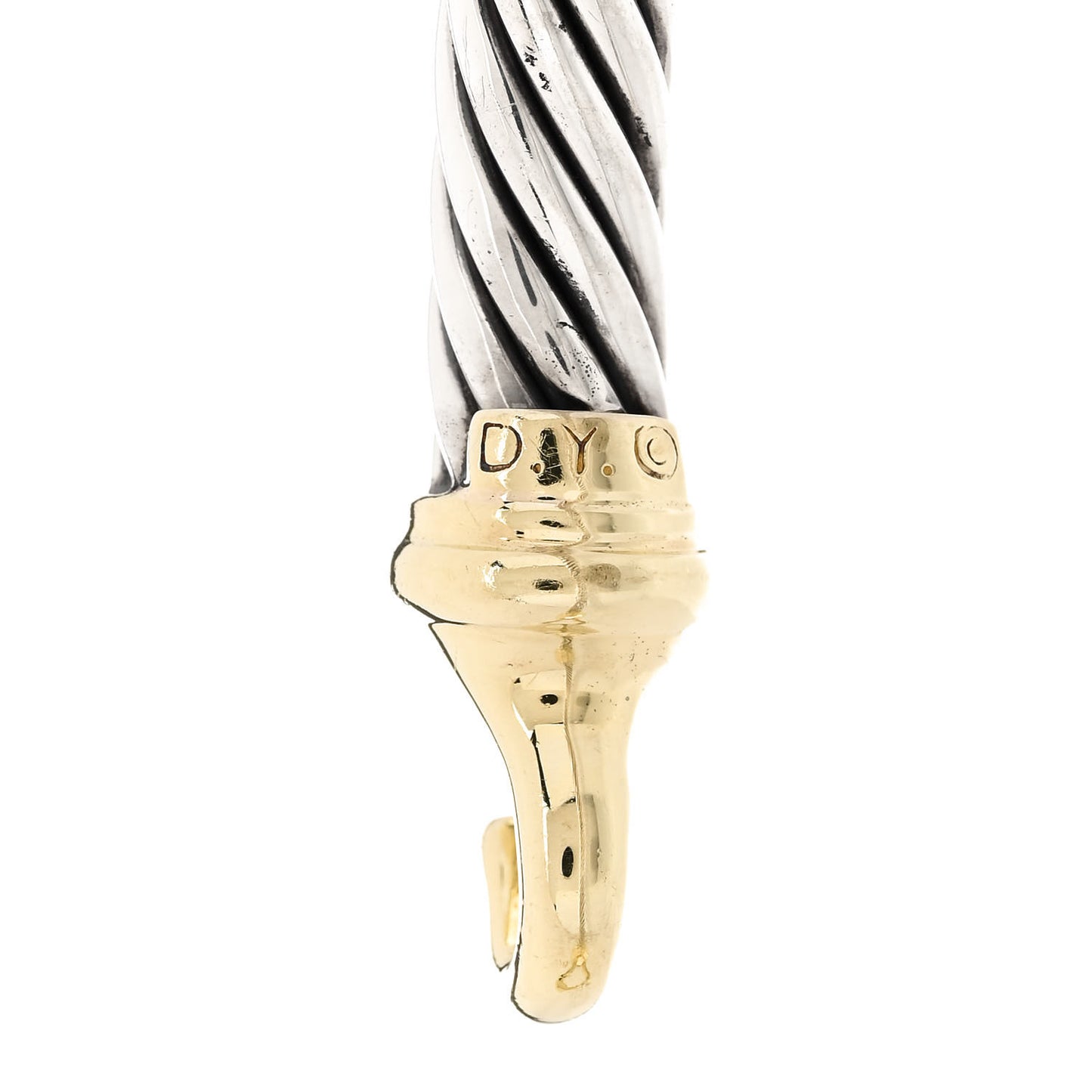 Sterling Silver 14K Yellow Gold 7mm Cable Classic Buckle Bracelet