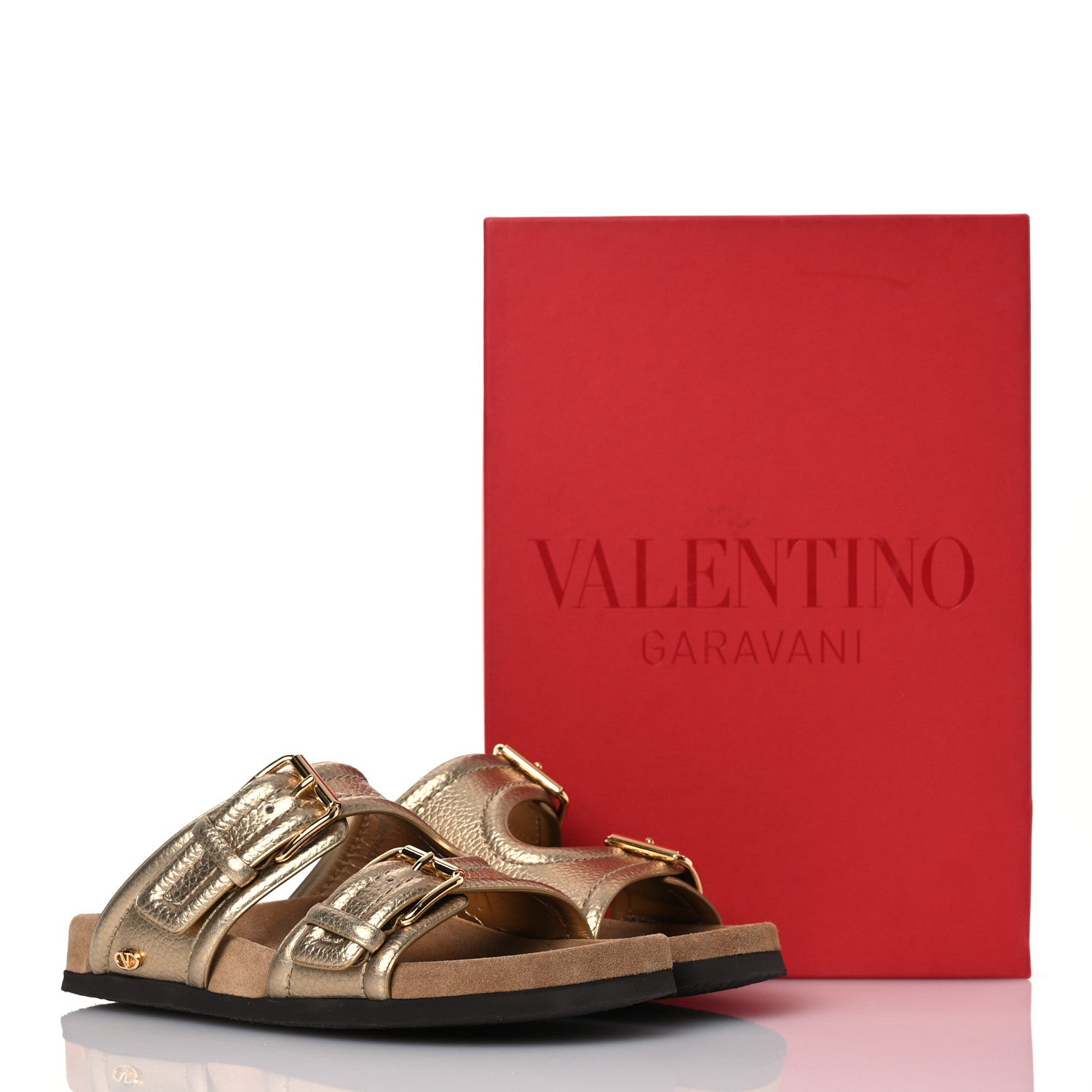 Valentino Garavani Metallic Nappa Anywear Slide Sandals 37 Antique Brass 10 of 10