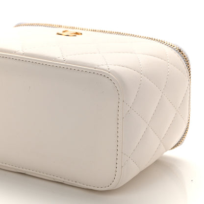 Chanel Lambskin Quilted Pearl Crush Small Vanity Case With Chain White 10 of 10