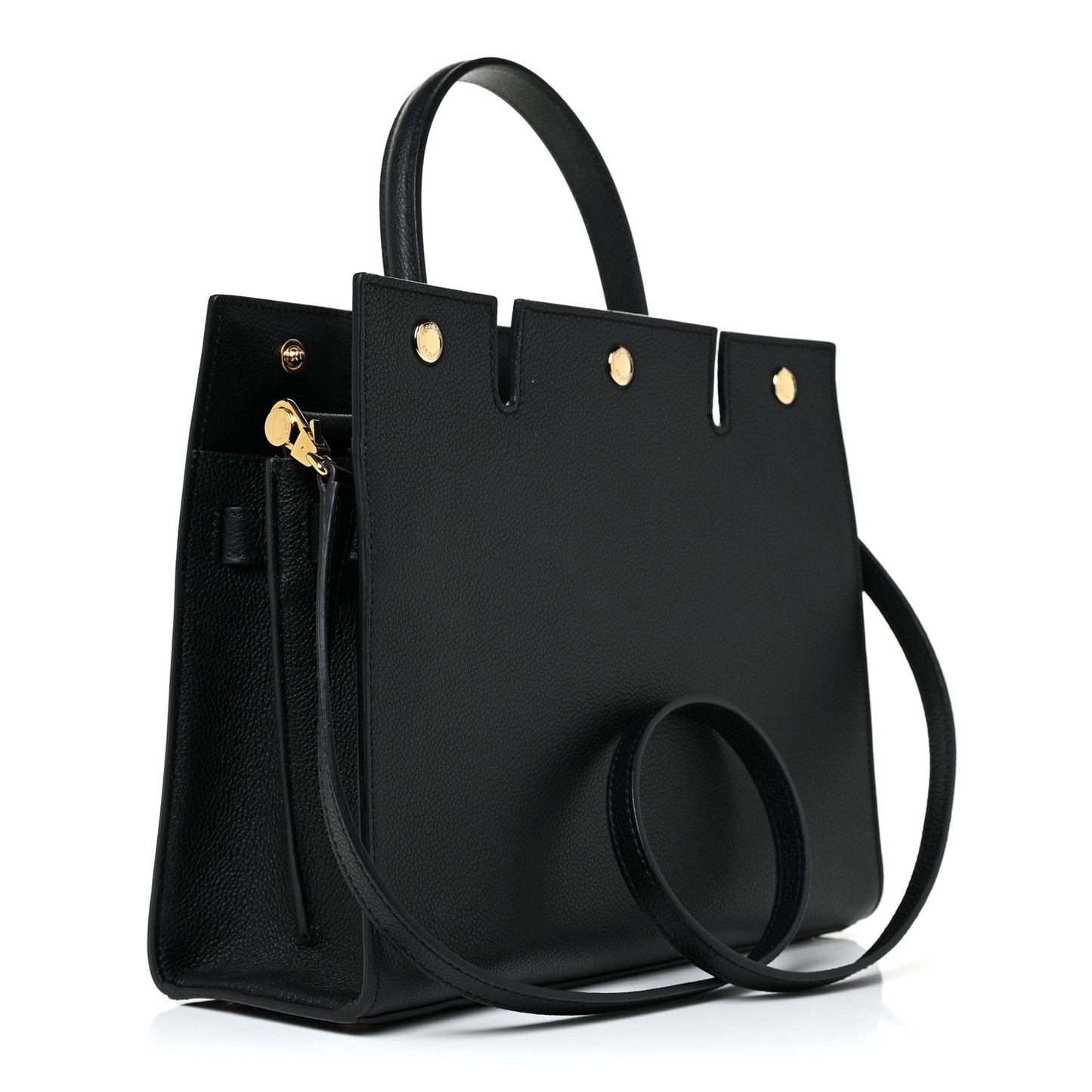 Grainy Calfskin Small Title Bag Black