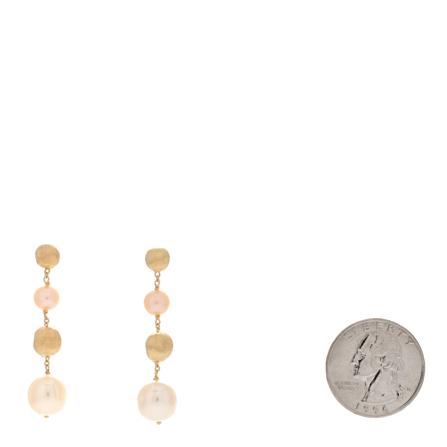 18K Yellow Gold Pearl Africa Alternating Drop Earrings