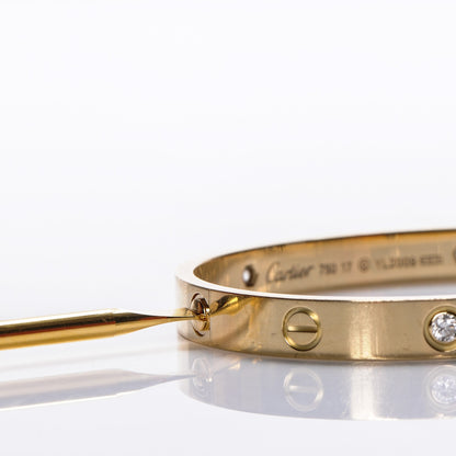Cartier 18K Yellow Gold 4 Diamond LOVE Bracelet 17 5 of 6